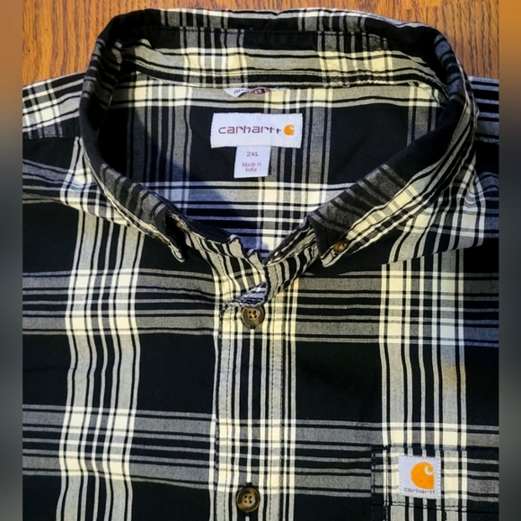 Carhartt Men's 2XL Striped Workwear Button-Down Shirt – Short Sleeve Relaxed B29 - Picture 2 of 5